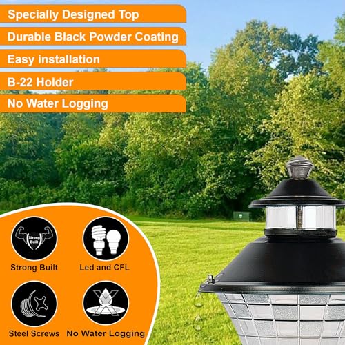 Image of BENE Geruit Gate and Garden Light for Outdoor | Boundary Wall Light | Main Gate Lamp | Exterior Light for Porch, Driveway & Pathway for Home, Restaurant, Farm House | Black, 18 CM, Pack of 24 Pcs