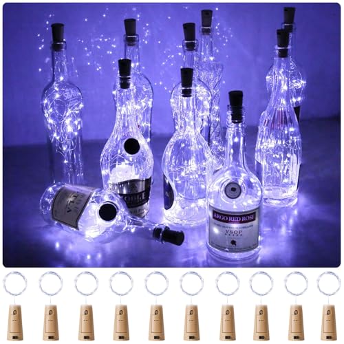 Aluan Wine Bottle Lights with Cork, Christmas Lights 10 Pack
