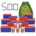 Coodoo Compatible Darts 500 PCS Refill Pack Bullets for Nerf N-Strike Elite Series Blasters Toy Gun - with Soft EVA Target and Storage Bag
