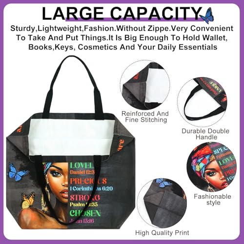 Image of Silkfly 4 Pack African American Tote Bags Gifts for Black Women Shoulder Handbag Afro Satchel Sister Bag for Work Travel