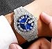 Hip Hop Iced Out Men's Rhinestone Watch Diamond Analog Quartz Watch (Blue)