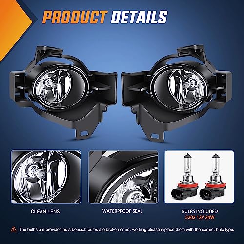 Nilight Fog Light Assembly Compatible with 2010 2011 2012 Nissan Altima with Clear Lens Lamps Replacement H11 12V 55W Bulbs by Nilight - Image 2