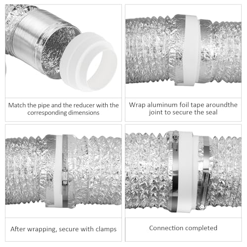 2 Stück Reduzierverbinder,120 150 160mm Reduzierstück,mit 2 Edelstahl Schlauchschellen,Universal Adapter zur Reduzierung,für Lüftungssystem Lüftung Rundrohr Lüftungskanal