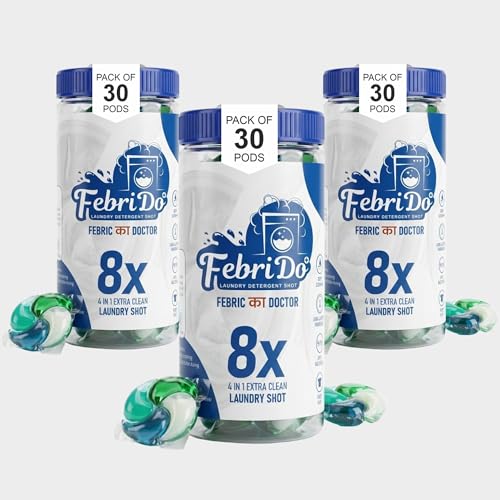 Image of 4-in-1 Dissolvable Laundry Pods | For Top & Front Load Washing Machines | Stain Remover, Brightener, Fabric Softener, Fresh Floral Aroma | 1 Pod - 1 Wash (Up to 8 kg Load) (Pack of 90)
