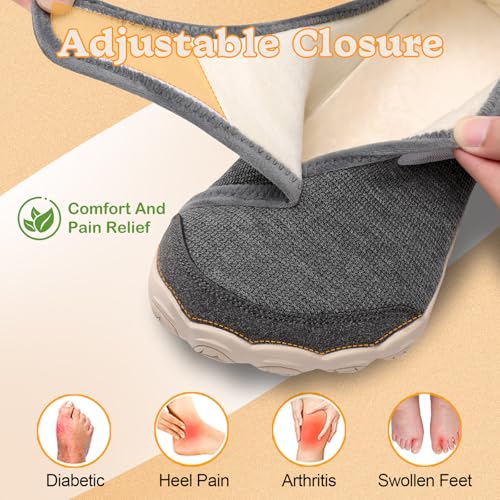 relxfeet Women's Wide Width Slippers Adjustable Diabetic Shoes Non-Slip Indoor Outdoor House Shoes for Swollen Feet Bunions3