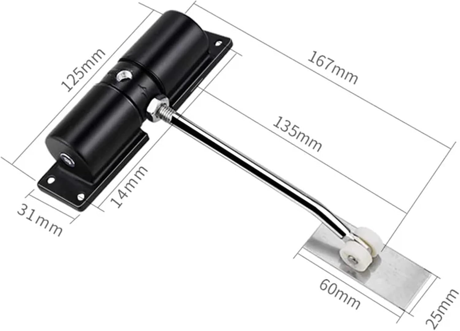 Door Closer Adjustable Closers Light Duty Zinc Alloy Spring Closer（Black, ）(DVPEN01-SL)