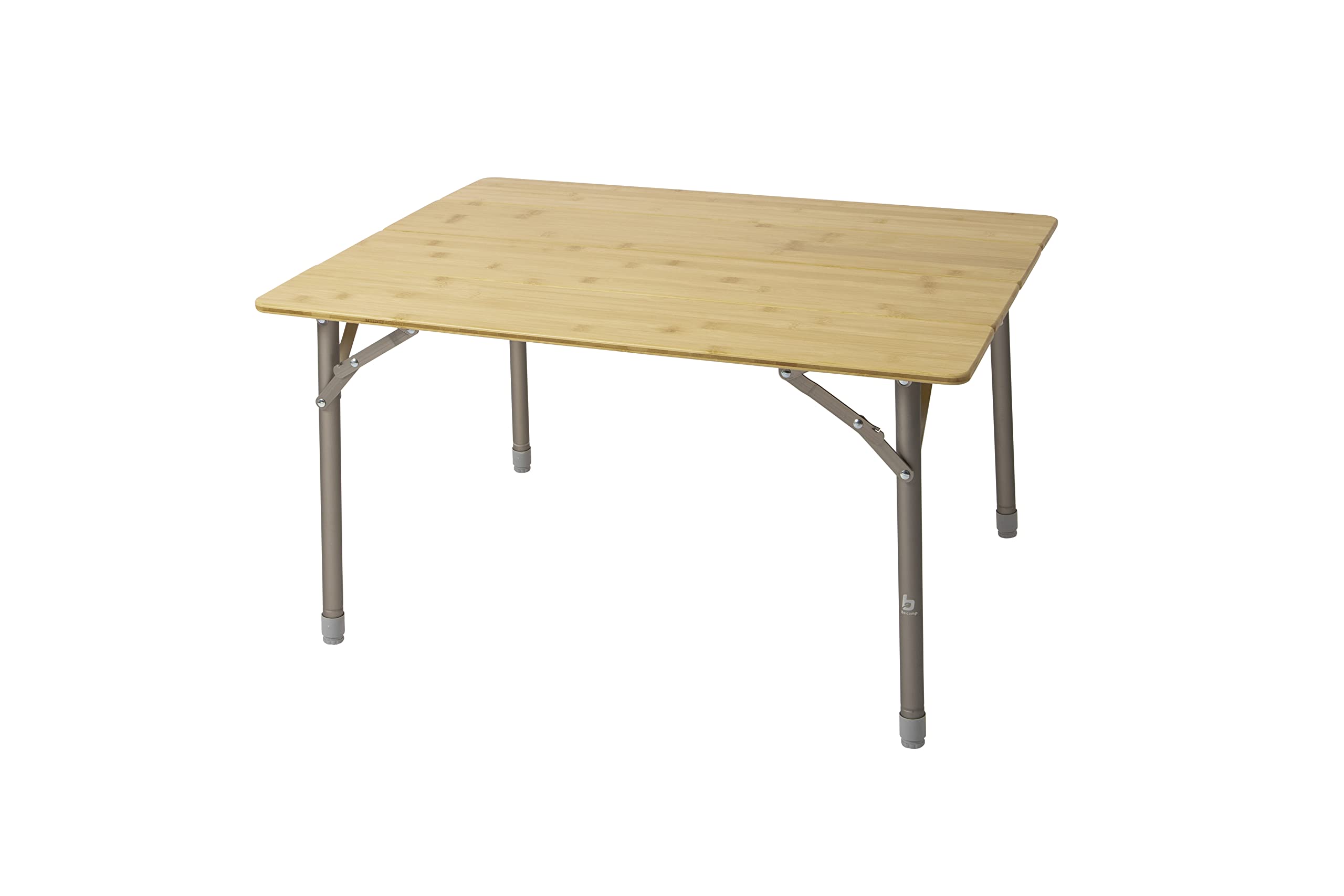 BO-Camp Urban Outdoor Campingtisch Klapptisch Garten Tisch Falttisch Höhenverstellbar Klappbar Alu Bambus Holz 60 x 80 cm, Natur, Braun