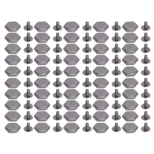 Set de 50 remaches hexagonales con tornillo de ranura trasera, sujetadores de cuero de aleacion de zinc para cinturones, bolsas 