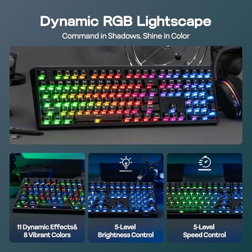 Image of EPOMAKER HE108 Wireless Gaming Keyboard, 8K Polling & 10000mAh, SOCD & DKS, Full-Sized Hall Effect Keyboard with Rapid Triggering, Custom Driver, RGB Backlit, PBT Keycap (Black)