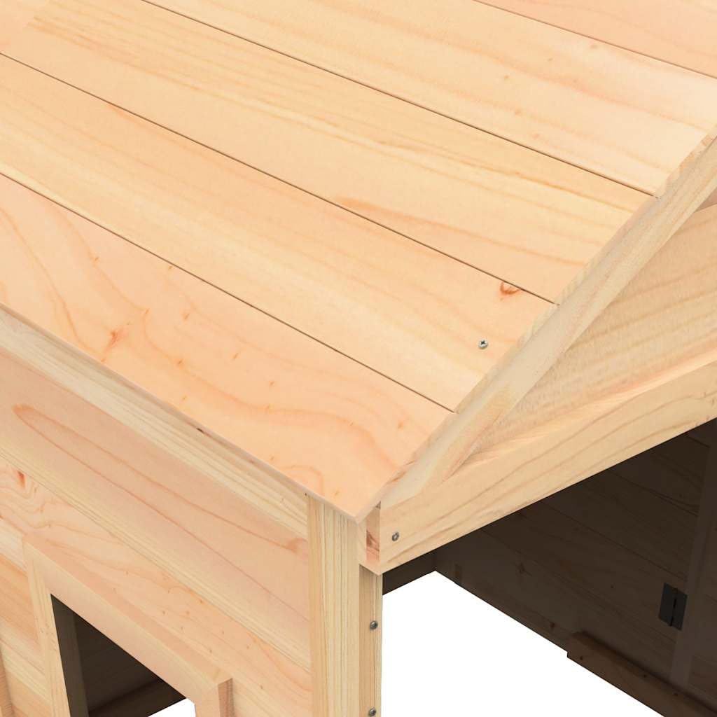 Spielhaus aus Tannenholz für Kinder, Gartenhaus mit abschließbarer Tür, 2 Blumentöpfen und Fenstern, wetterfestes Holzspielhaus für den Außenbereich, 125 x 120 x 132 cm
