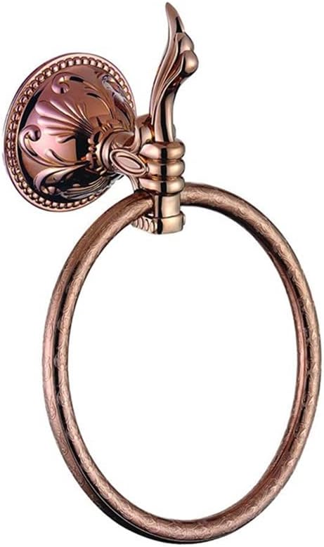 Towel Holder Rose Gold Bathroom Accessories Set, Toilet Paper Holder, Towel Hanger Ring, Bathrobe Hook, Shower Soap Basket Cup Holder Wall Mount Towel Hanger (Color : Towel Ring)