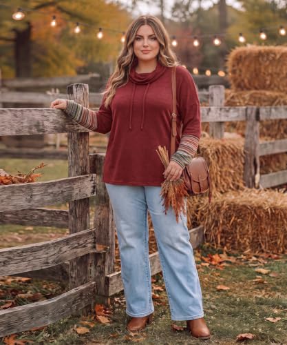 Image of CARCOS Womens Plus Size Tops Mock Neck Long Sleeve Shirts Turtleneck Tunics for Fall Winter XL-5XL