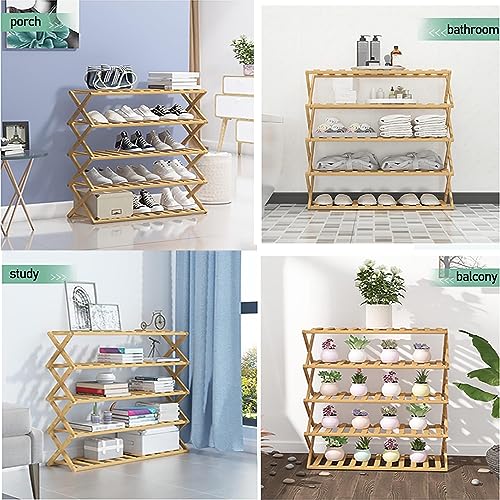 Faltbares Schuhregal aus Bambus – mehrschichtige Schuhaufbewahrung aus Holz, keine Installation erforderlich, wirtschaftliches Haushaltsregal, platzsparendes Design