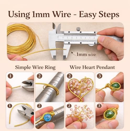 Image of Beadsnfashion 10 Meters Aluminium Craft Wire 1.5mm Golden Color for DIY Art & Craft Projects, Wire Wrapping, Jewellery Design, Flower Decoration, Floral Arrangement and Handmade Craft Supplies