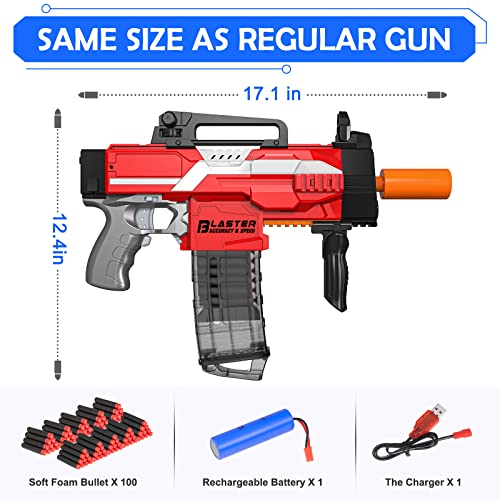Snowcinda Toy Guns With Bullets, Electric Toy Guns For Boys With 100 Pcs Refill Darts, 3 Modes Burst Toy Foam Blasters & Guns Toys For 6 7 8 9 10 Year Old Boys(Red) #TOP1