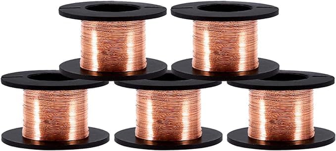 Maxmartt 0.1mm Enamel Wire, Sinuous Magnet Copper Welding Cable Length 15m 5pcs