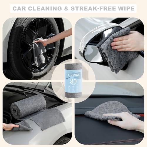 Image of 80 Pack Microfiber Cleaning Cloth Roll Reusable Paper Towels 12 inchx12 inch Tear Away Cloth,Absorbent Dish Rags for House Kitchen,Wash Cloths,Lint Free Rags for Window Cars Cleaning Supplies
