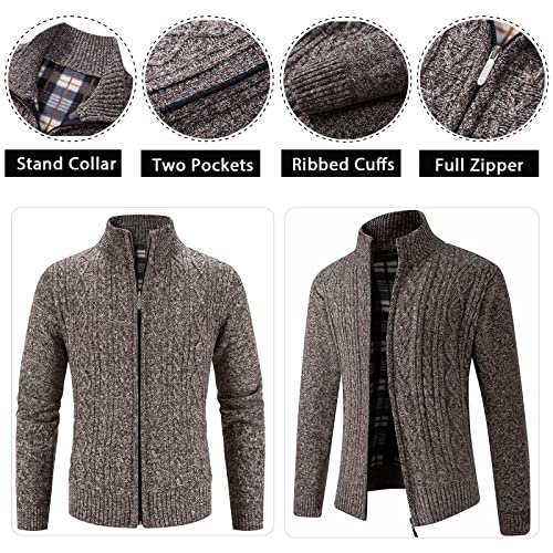 Msmsse Men's Cardigan Sweaters Full Zip Knitted Sweater For Mens Coffee Us M #TOP1