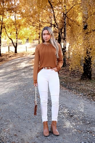 Image of HOTOUCH Women's Lace Long Sleeve Spring Dressy Casual Business Work Trendy Shirts