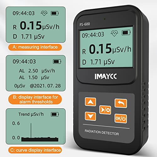 IMAYCC Geigerzähler，Digitaler Strahlungsdetektor mit Echtzeitanzeige，Kann in Privathaushalten, Unternehmen, in Innenräumen und im Freien verwendet werden