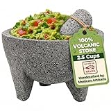 YO PIDO Molcajete 6 pulgadas; mortero de especias; fabricado con piedra volcánica; molcajete hecho a mano en México; Guacamole y máquina de salsa; incluye piedra de mortero