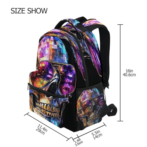 Sugar Skull Wearing Sunglasses Backpack for School Boys Girls Adults Kids Bookbag Laptop Bag 18L4