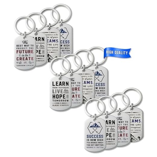 (12-Pack) Motivational Keychains with Inspirational Quotes - Wholesale Bulk Keychains for Corporate Office Gifts, Thank You Appreciation Gifts for Staff, Small Bulk Gifts for Coworkers and Employees