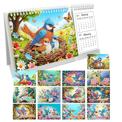 Calendario de pintura de gemas 2027-2028: planificador de escritorio creativo para manualidades
