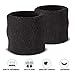 Suddora Wrist Sweatbands, Absorbent and Breathable Thick Cotton Bands for Working Out, Gymnastics, Basketball, Tennis, and Football, Multiuse Wristbands for Costumes and Cosplay (Pair) (Black)