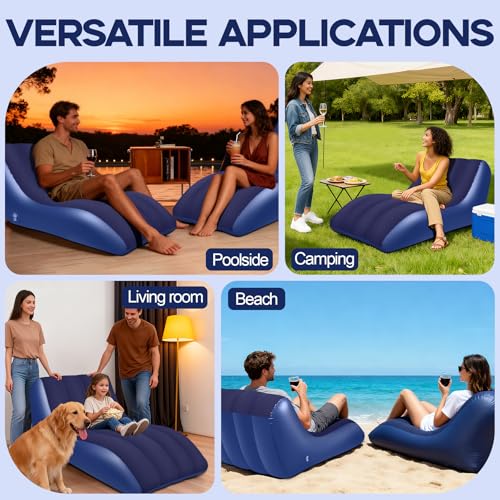 Silla Inflable RovPool para Adultos con Superficie Aterciopelada, Color Azul miniatura 7