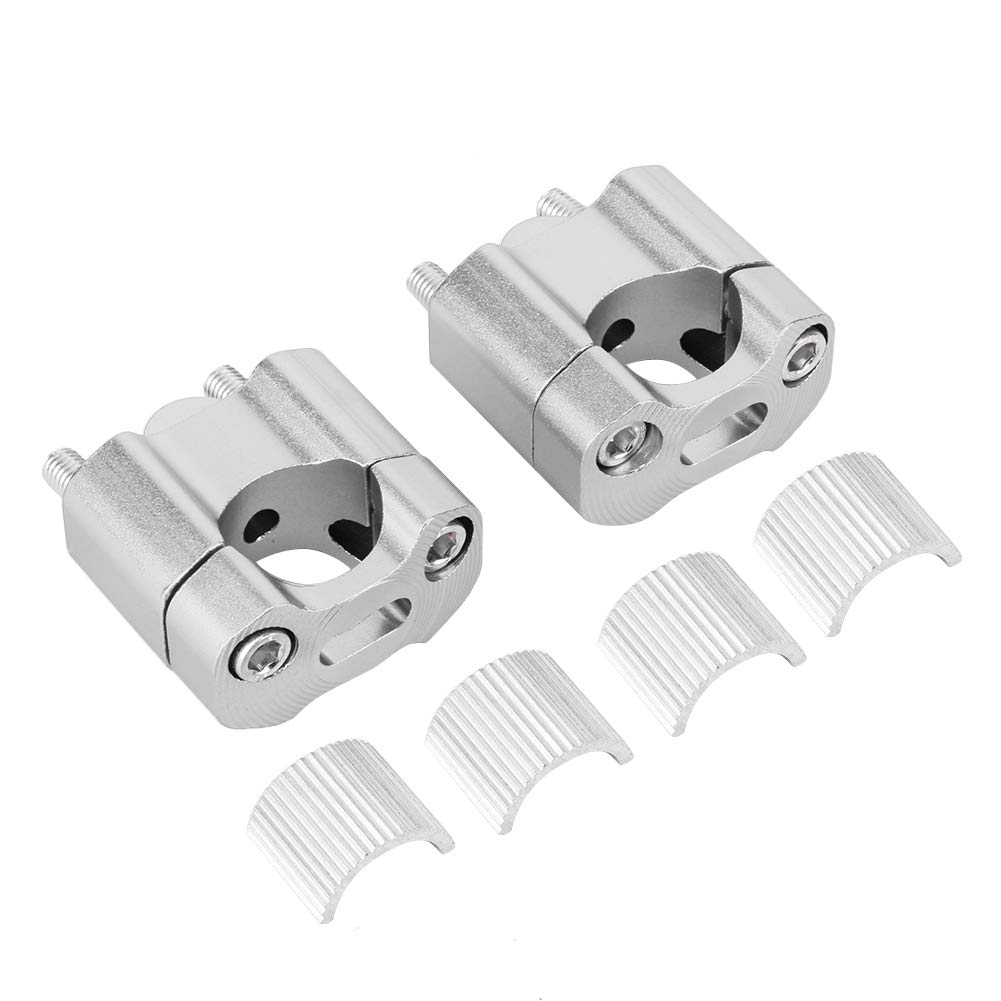 Riser Manubrio Coppia 22mm/28mm 1/8in 7/8in Morsetti di Montaggio per Manubrio del Motociclo Adattatore Riser Manubrio Riser 28mm Morsetto per Moto in Lega di Alluminio CNC(D'argento)