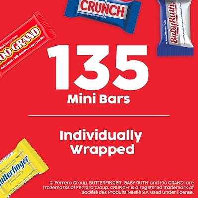 مجموعة متنوعة من شوكولاتة Butterfinger وCrunch وBaby Ruth Mini، عبوة حفلات تحتوي على 135 قطعة، 55.3 أونصة