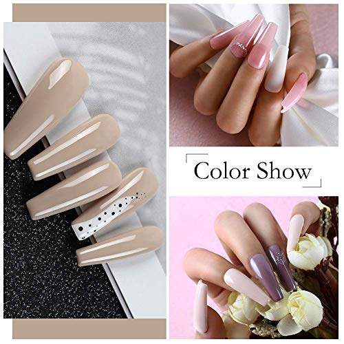 Gel Nail Polish Set 6 Colors Silver Nude Nail Polish Glitter Soak Off Nail Gel U V Nail Gel for Nail Art Salon Design Manicure Starter Set - Thumbnail 5