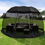 Alvantor® Pop Up Screen House, Outdoor Mosquito Mesh Tent with UV Resistant, Pop Up Canopy Easy Up, Foldable Screen Room for Camping,Backyard, Garden, Patio(Black, 15x15 FT)
