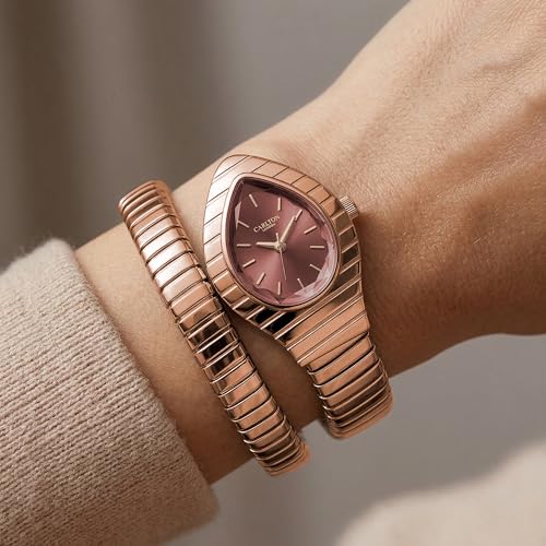 Image of Carlton London Embrace Analog Watch for Women, Snake Design Bracelet, 34.5 mm Dial, Quartz Movement, 30M Water Resistant