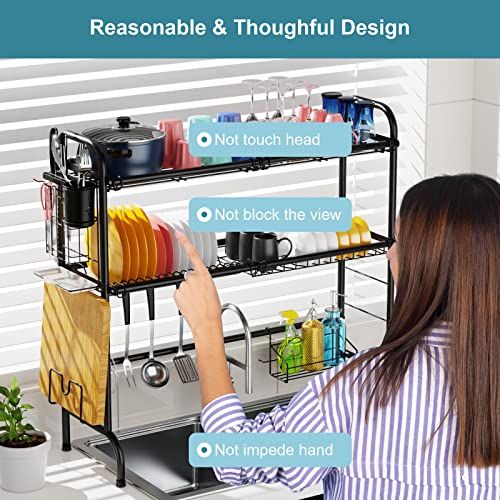 Gslife Over The Sink Dish Drying Rack Stainless Steel 2 Tier Dish Rack Above Kitchen Sink Shelf Durable Dish Drainer, Black #TOP2