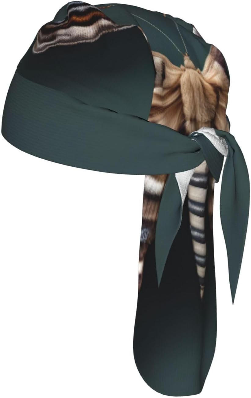Beautiful Moth Print Unisex Sweatband Wide Headband Breathable Head Scarf Absorb Sweat Bandanas for Running Fishing Black