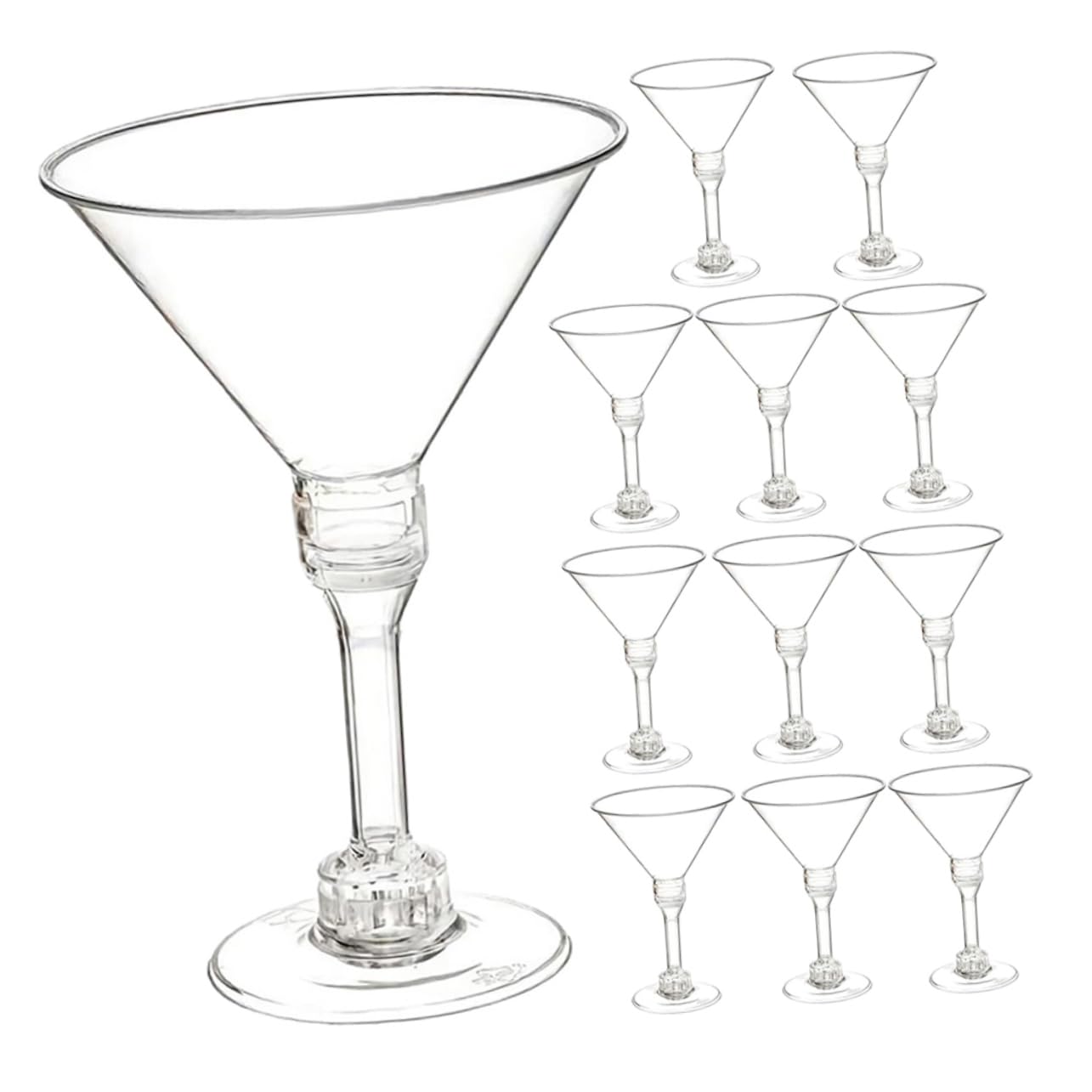 COLLBATH 50pcs Stemmed Cocktail Glasses Reusable Plastic Drinkware for Parties Wine Margaritas Desserts and Appetizers Elegant Design for Versatile Use