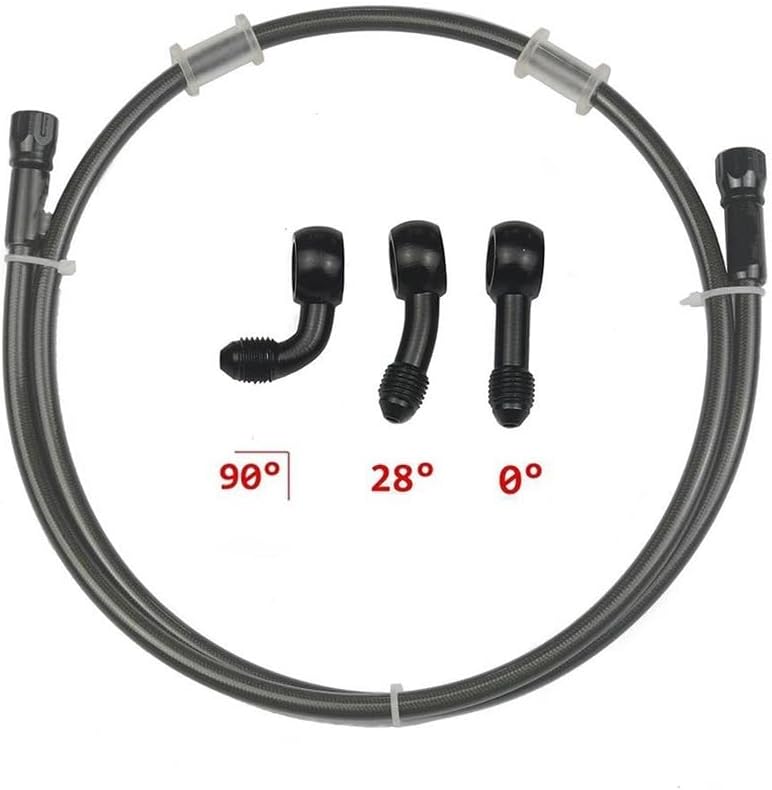 オートバイのブレーキ オイルのホース ライン オイルチューブライン ATV ストリート ダート ピットバイク ブレーキホース 28° オートバイホース  95cm-200cm オートバイブレーキ オイルホース ブレーキライン ステンレススチール編組オートバイブレーキラ VRWEARE AN3 28 ... モーターバイクホース DOT オイルチューブライン ATV ストリート ダートピットバイク M10 ブレーキホース 28°-28°