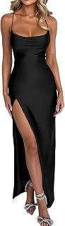 Memoriesea Women's Sexy Cowl Neck Spaghetti Strap Bodycon Maxi Dress - Stretchy Curve-Hugging Party Cocktail Gown