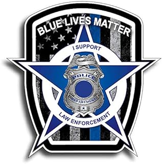 Pack of 10 Thin Blue Line Blue Lives Matter Badge USA Flag Police Car Truck Decal Sticker
