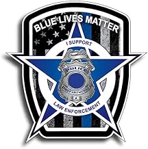 Pack of 10 Thin Blue Line Blue Lives Matter Badge USA Flag Police Car Truck Decal Sticker