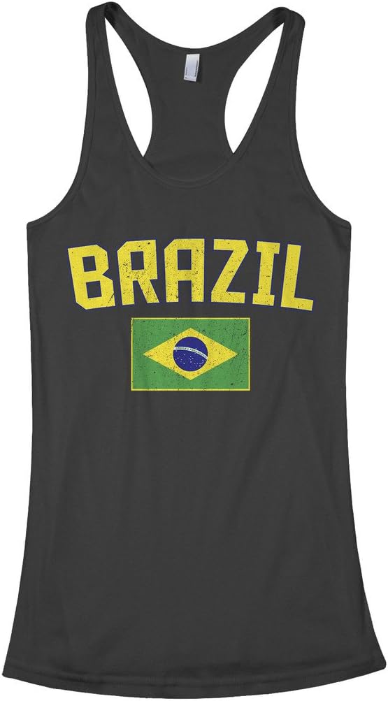 Threadrock Women's Brazil Flag Racerback Tank Top