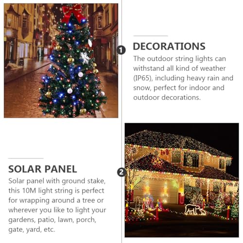 Luces solares exteriores 100 LED 10m, blanco miniatura 6