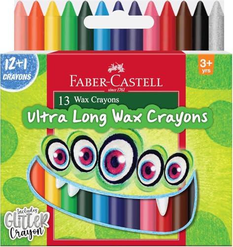 Image of Faber-Castell Wax Crayons 13 Shades | Jumbo Extra Long Crayons for Kids | Smooth, Bright & Break-Resistant Colouring Crayons | Ideal for School & Art Activities