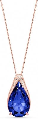 Galaxy Gold 14K Solid Gold Natural Sapphire Pendant Necklace for Women - Yellow Gold Fine Jewelry