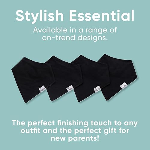 Miniatura 6 de Copper Pearl, juego de 4 baberos tipo bandana para babeo y dentición, paquete de 4 unidades de regalo "Black Basics" de Copper Pearl, juego suave de