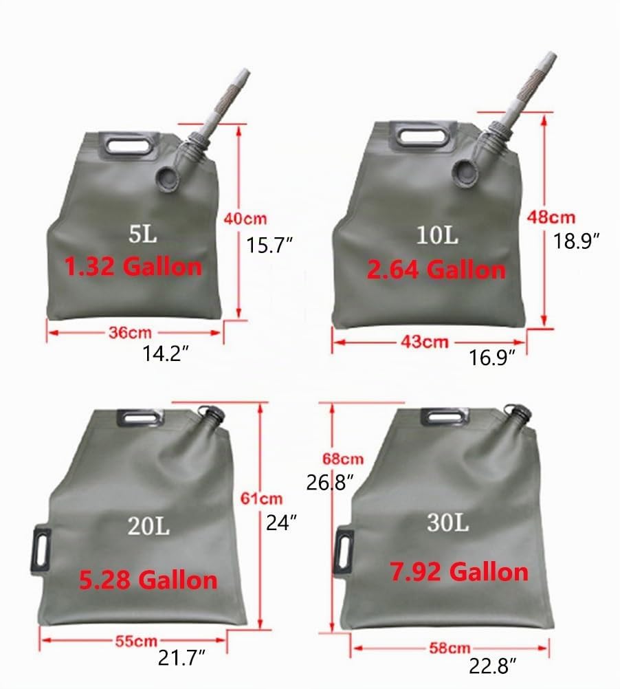 Bidon d'essence Sac de stockage d'essence pliable, conteneur d'essence de moto de voiture d'essence Diesel de secours d'urgence extérieure, 1/2/5/7 gallons (Size : 20L/5 Gallon)
