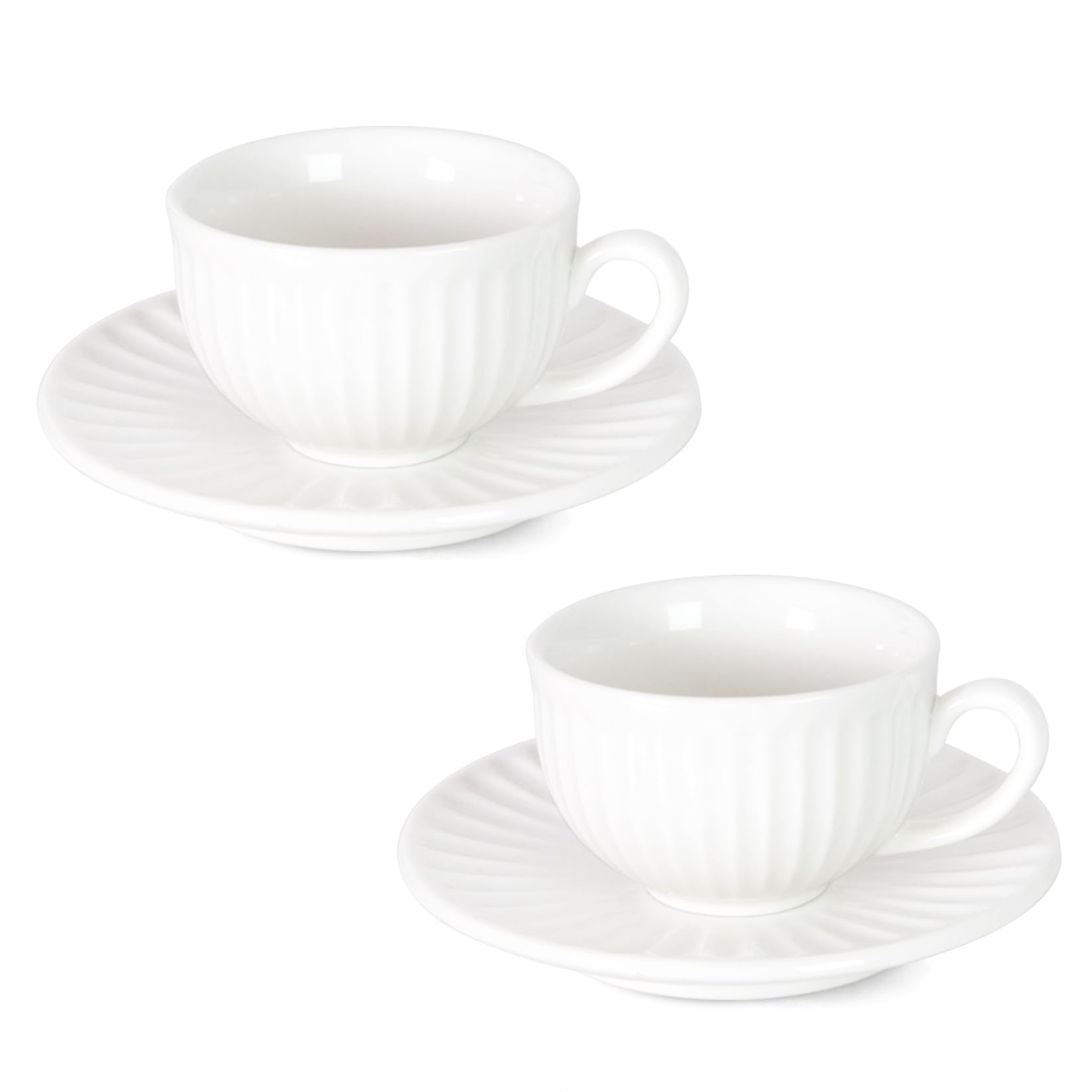 YINUOWEI 2 oz White Espresso Cups Set of 2, Ceramic Cappuccino Cups with Saucers