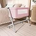 Dream On Me Skylar Bassinet and Bedside Sleeper, Adjustable Heights, Breathable Mesh Sides, Plush Mattress Pad, Wheels with Safety Locks & Tool-Free Assembly, Compact Fold & Travel Bag - Pink